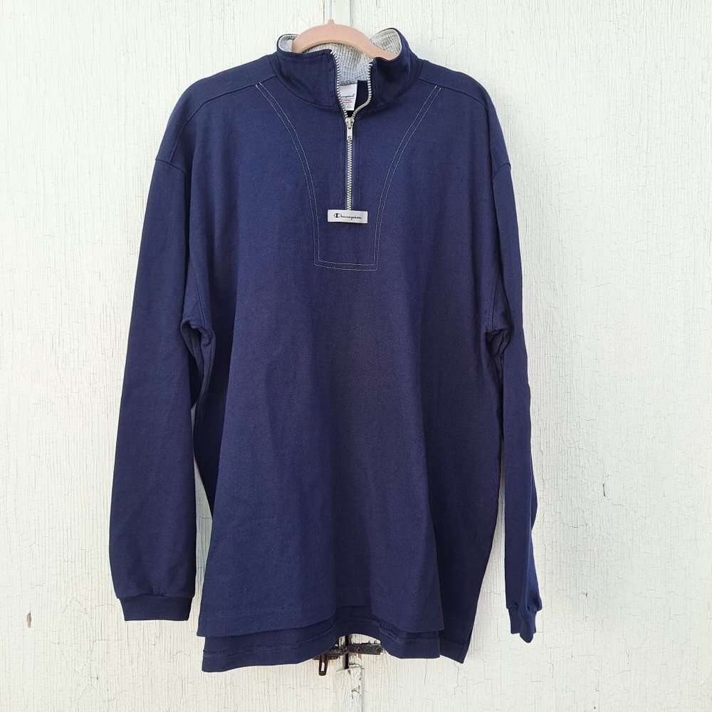 Vintage Navy Blue Champion 1/4‎ Zip Pullover XL